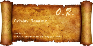 Orbán Rémusz névjegykártya
